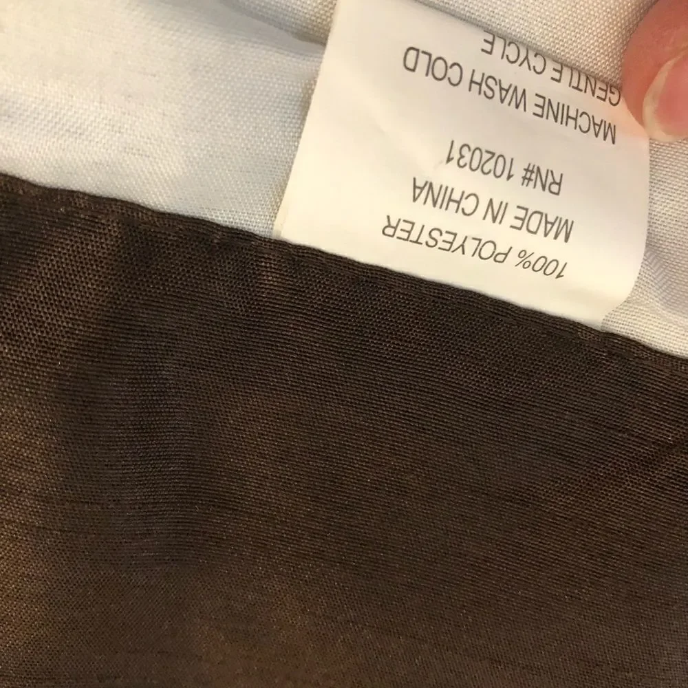 Faux Silk Brown Lined Curtain Panel